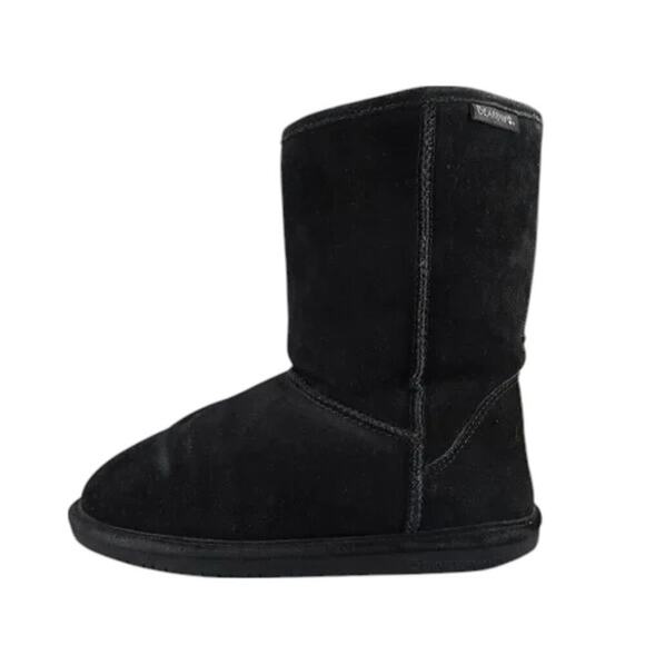 Bearpaw Shoes Womens 9 Boots Winter Comfort Warm Emma Short Leather Wool Black - Picture 3 of 14
